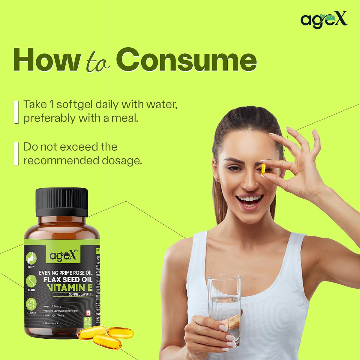 Vitamin E + Evening Prime Rose Oil + Flex Seed oil Softgel Capsules