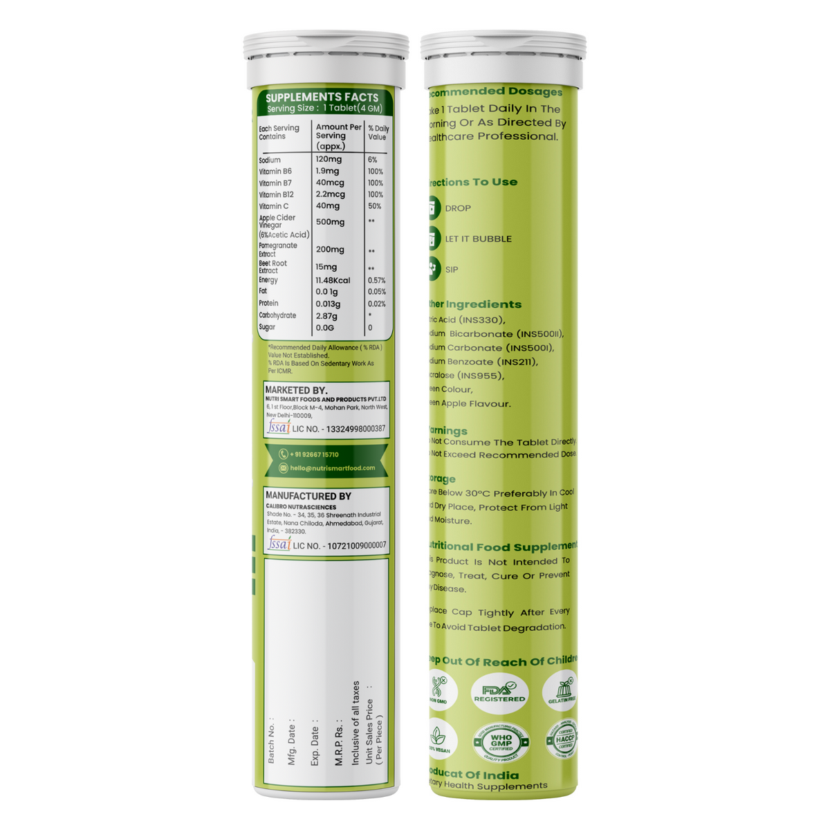 Apple Cider Vinegar Effervescent Tablets – Green Apple Flavor