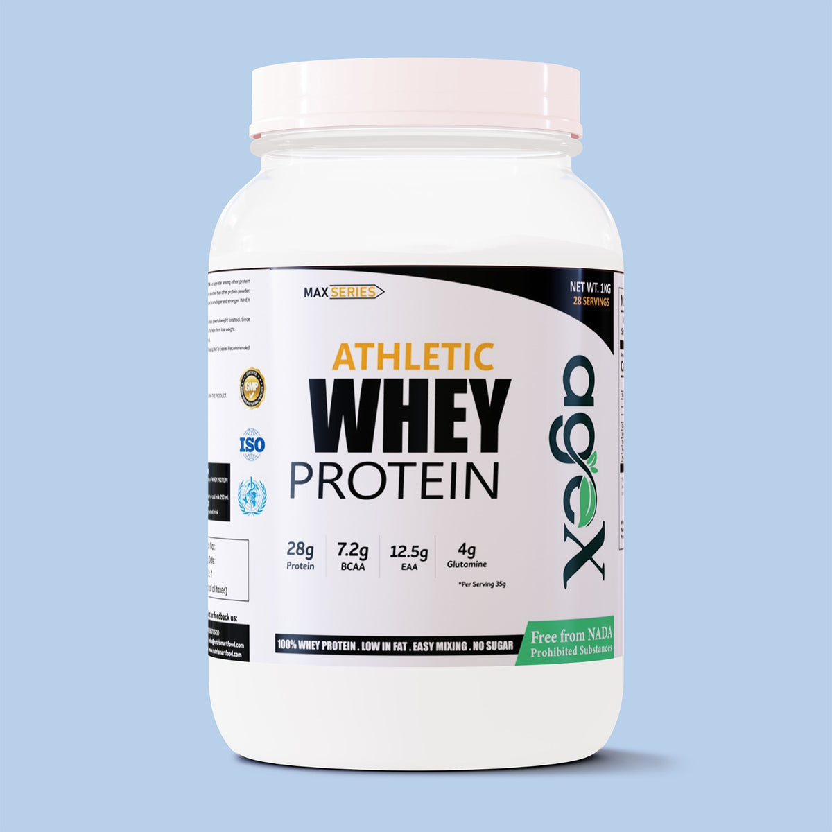 Athletic Whey Protein - 100% Pure Whey Isolate for Muscle Growth and Recovery, Vegetarian, Gluten-Free