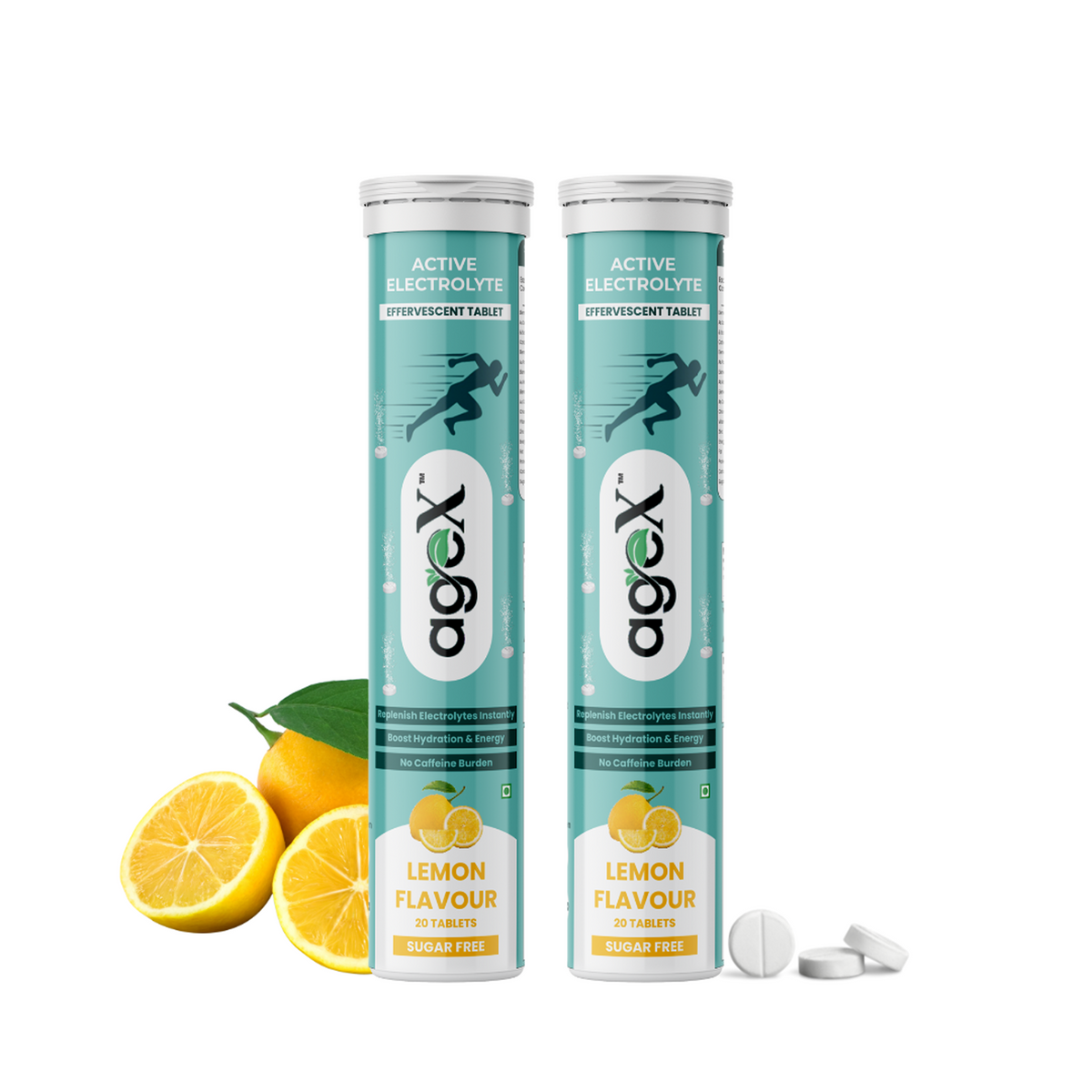 Active Electrolyte Effervescent Tablets – Sugar-Free Lemon Flavor