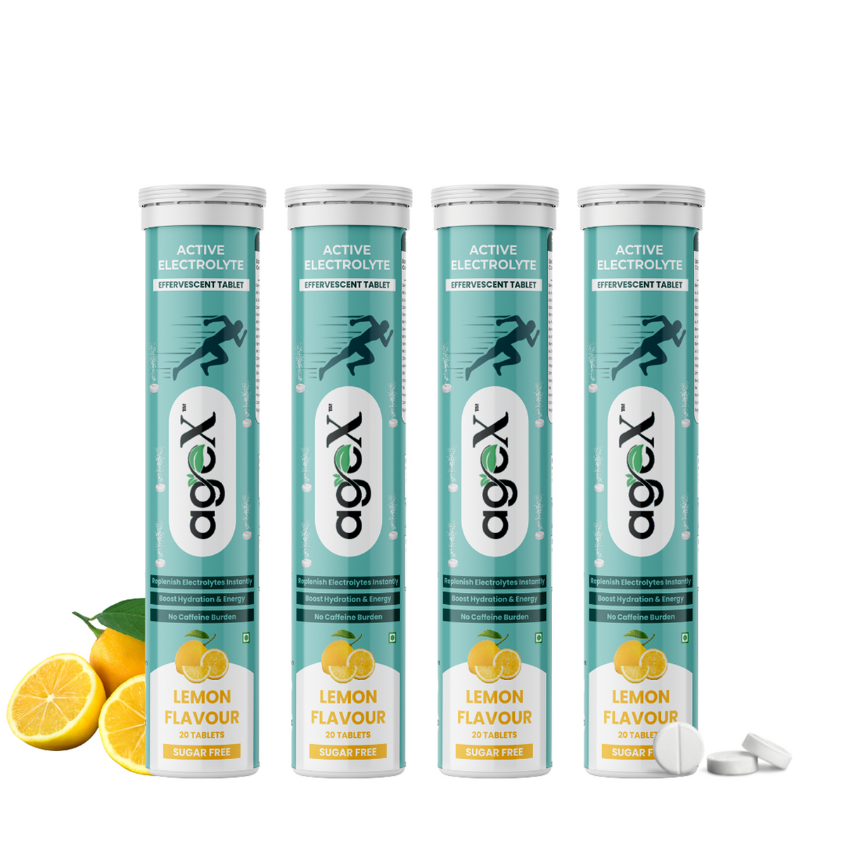 Active Electrolyte Effervescent Tablets – Sugar-Free Lemon Flavor