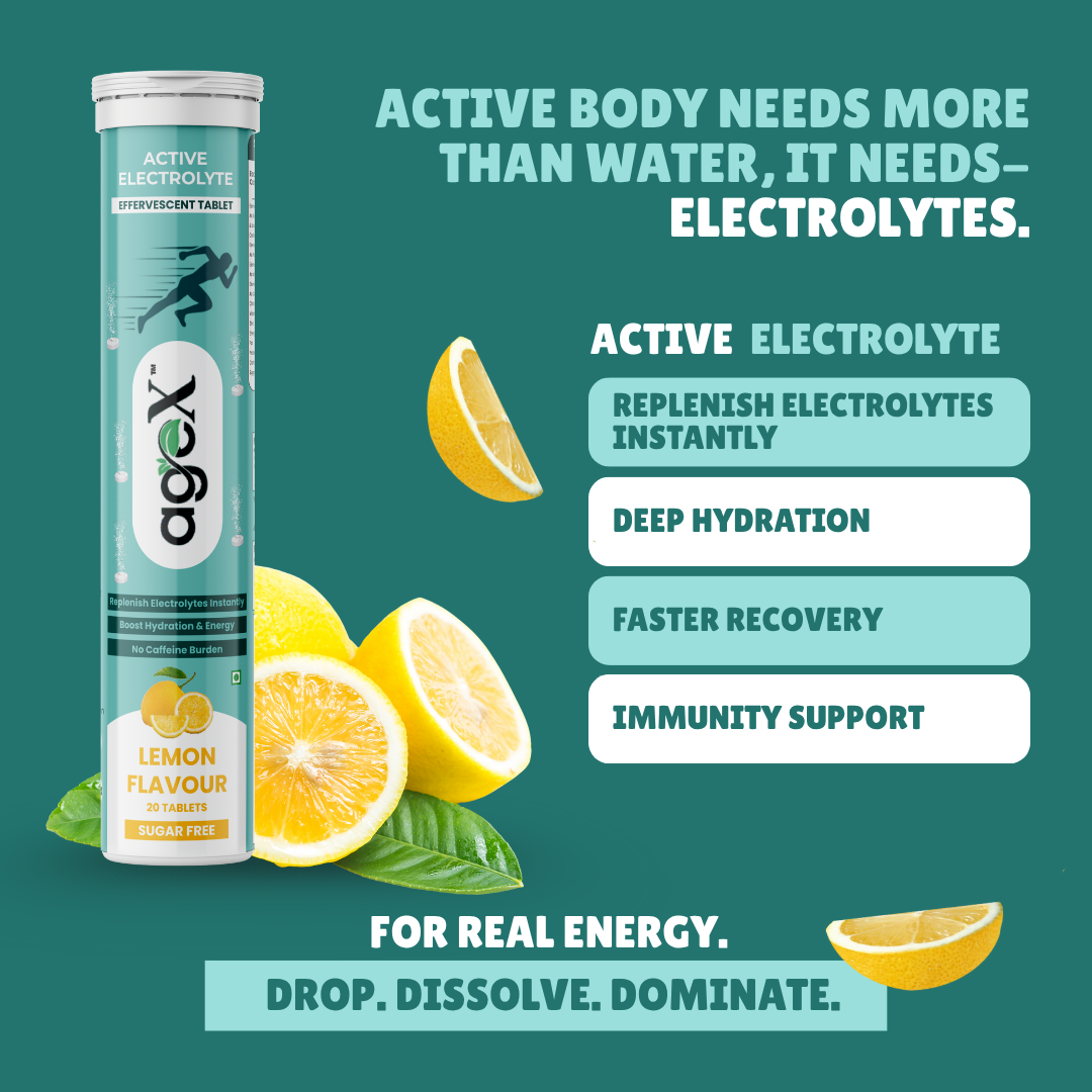 Active Electrolyte Effervescent Tablets – Sugar-Free Lemon Flavor