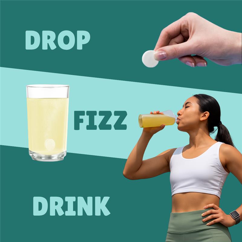 Active Electrolyte Effervescent Tablets – Sugar-Free Lemon Flavor