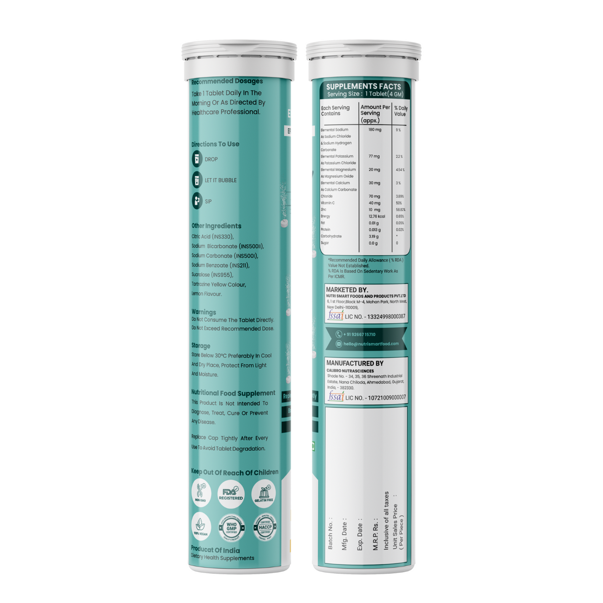Active Electrolyte Effervescent Tablets – Sugar-Free Lemon Flavor
