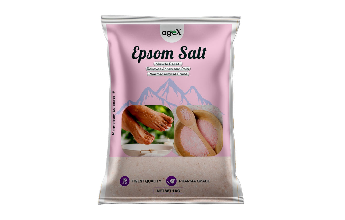 Rejuvenate, Relax, and Replenish with the Finest Quality Epsom Salt: Highly Recommended for Muscle pain, aching feet, stress, and constipation relief | Bath, Shower and Foot Soak| 1Kg