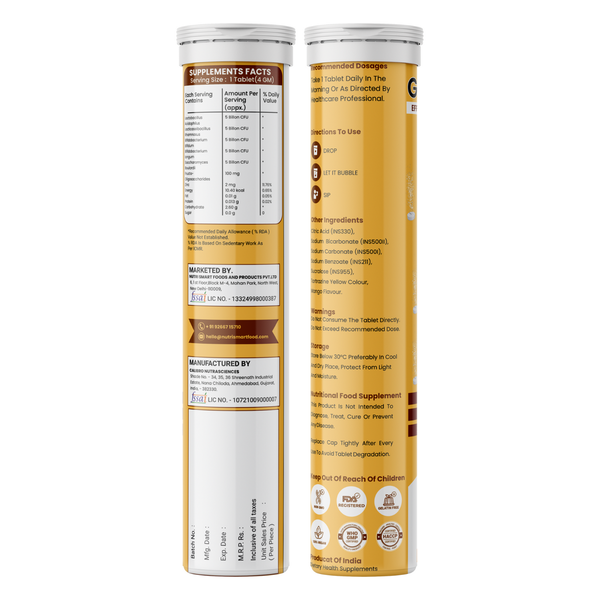 Active GUTFIZZ Probiotic Effervescent Tablets – Mango Flavor