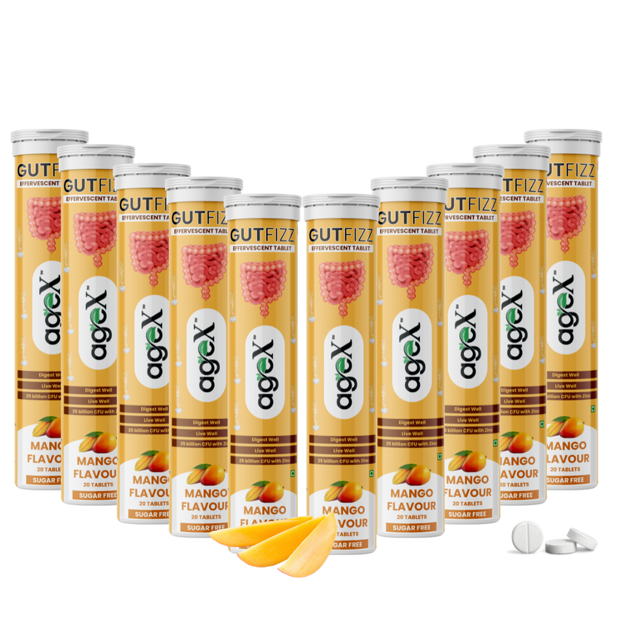Active GUTFIZZ Probiotic Effervescent Tablets – Mango Flavor