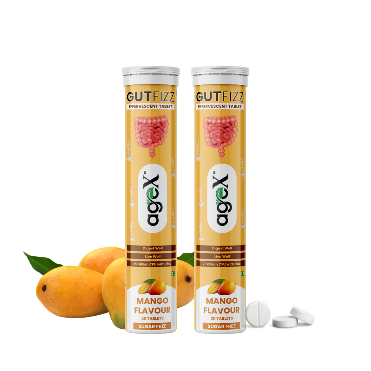 Active GUTFIZZ Probiotic Effervescent Tablets – Mango Flavor