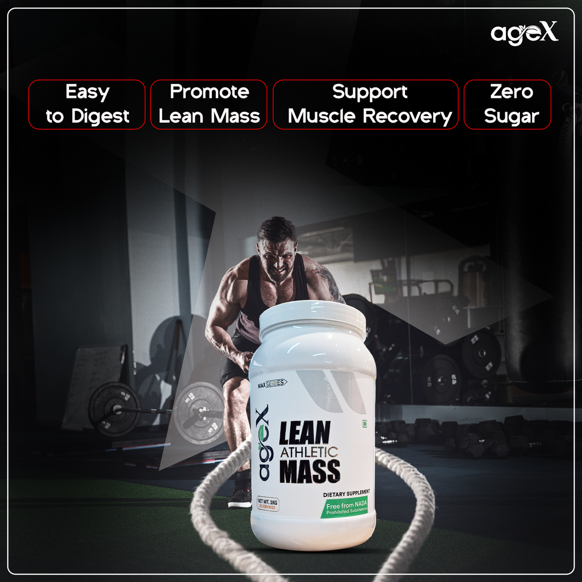Lean Athletic Mass Gainer Protein Powder for Lean Muscle Growth, Stamina Boost, and Fast Muscle Recovery. 