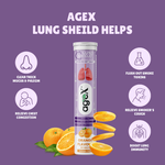 Lung Shield Effervescent Tablets pack with orange flavor 