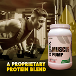 Muscle Pump high-performance protein powder with creatine, N-acetyl L-glutamine, and amino acids for muscle growth and recovery