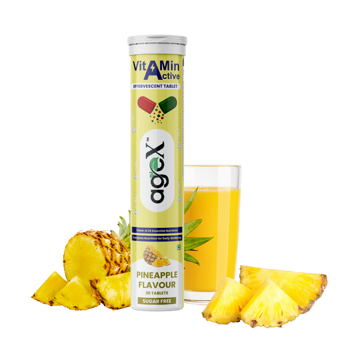 AgeX Vitamin Active Effervescent Tablets with 21 Essential Nutrients