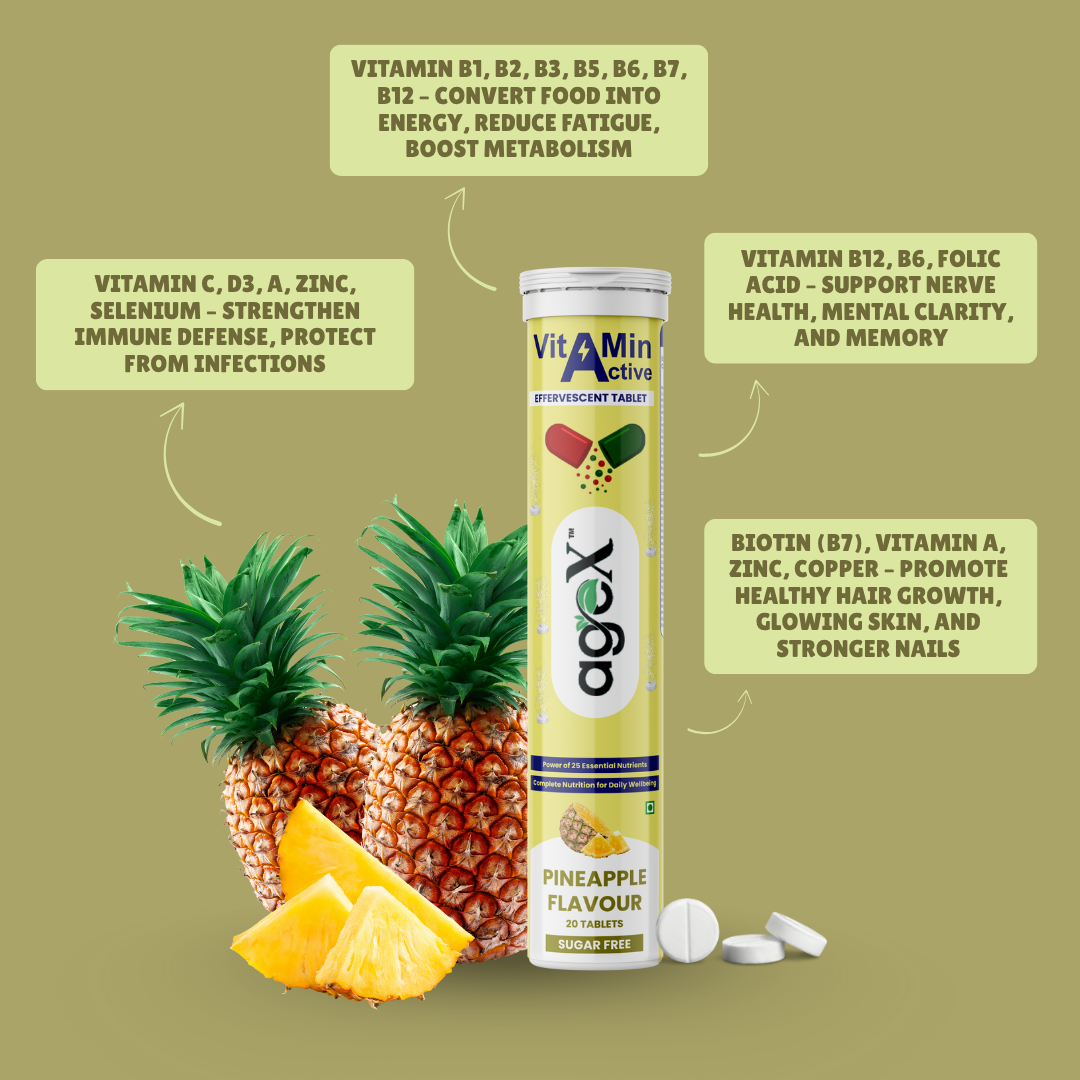 AgeX Vitamin Active Effervescent Tablets with 21 Essential Nutrients
