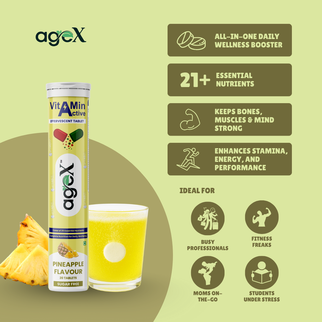 AgeX Vitamin Active Effervescent Tablets with 21 Essential Nutrients