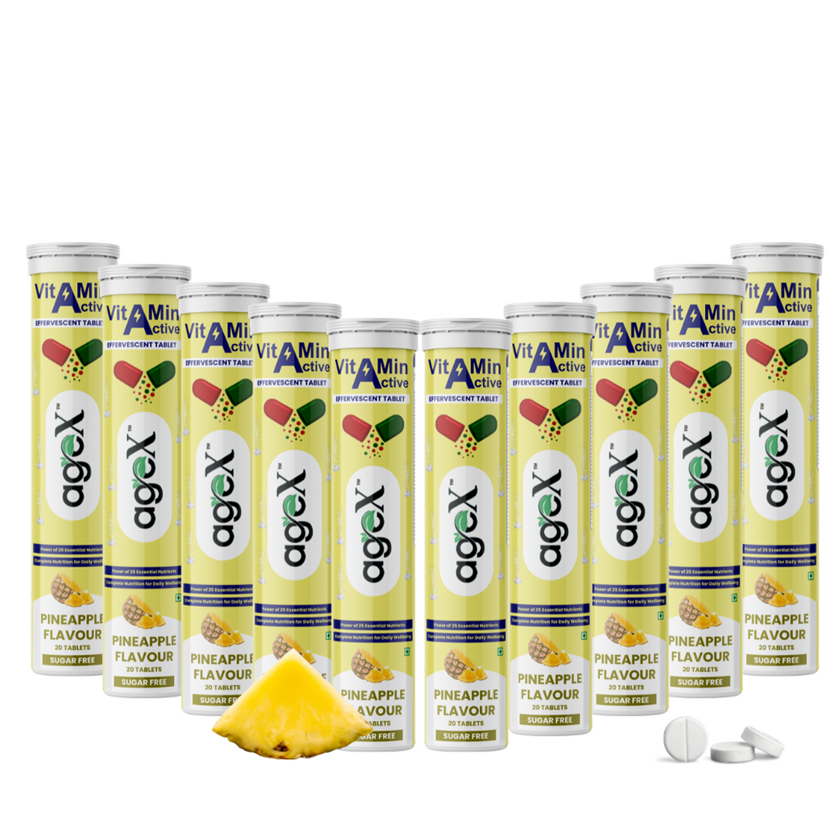 AgeX Vitamin Active Effervescent Tablets with 21 Essential Nutrients