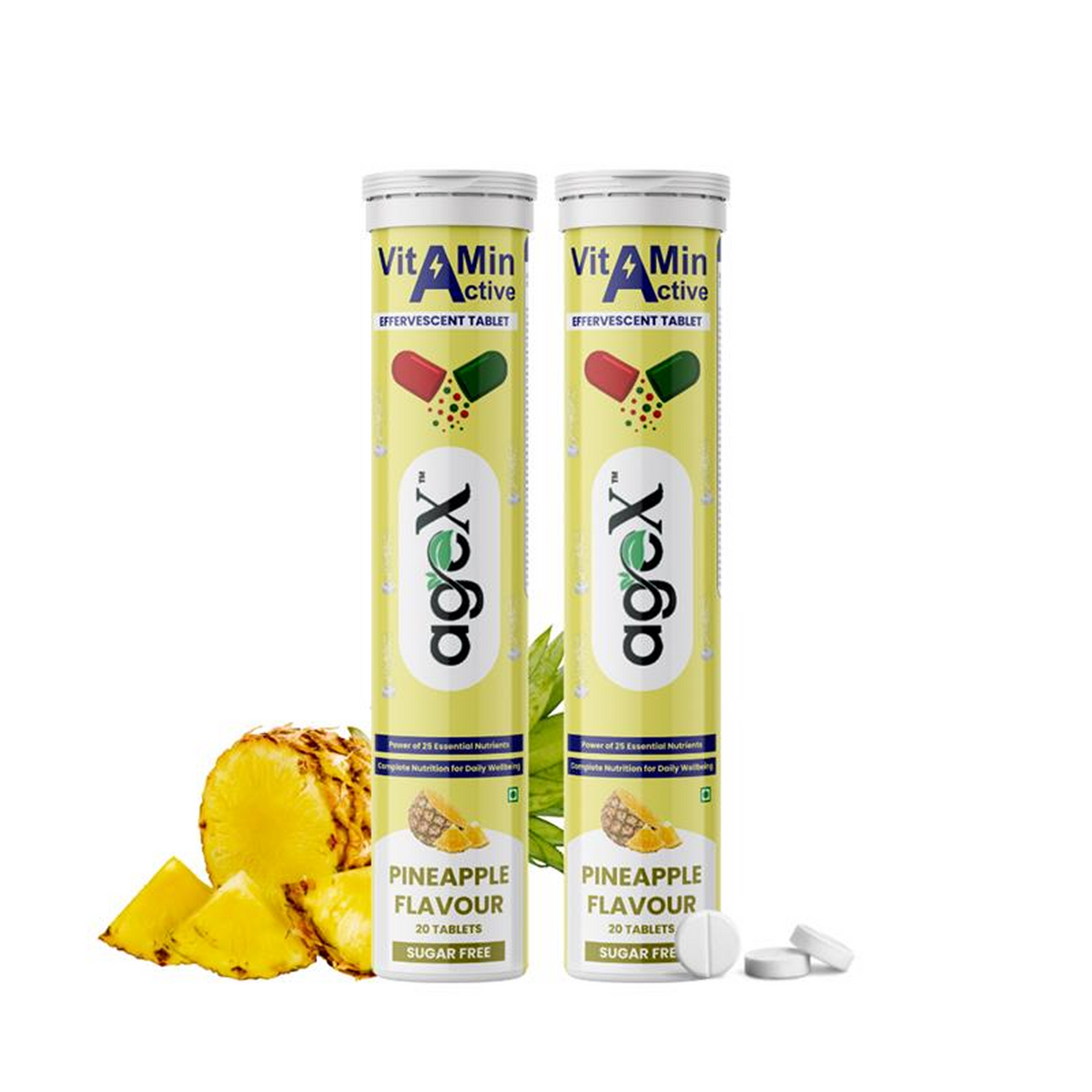 AgeX Vitamin Active Effervescent Tablets with 21 Essential Nutrients