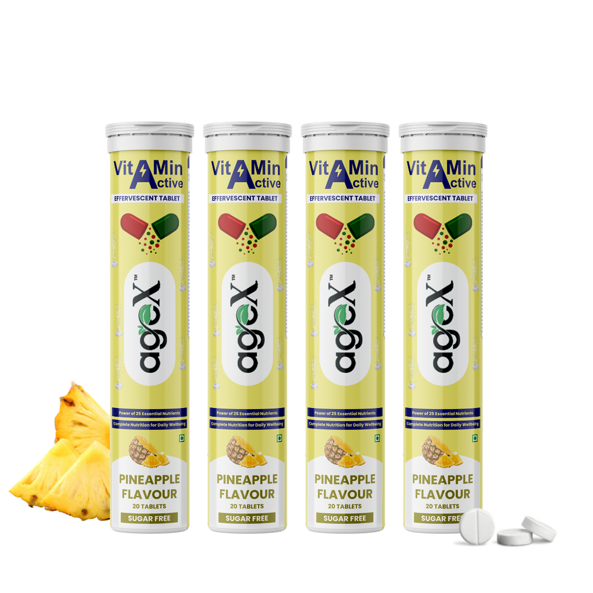 AgeX Vitamin Active Effervescent Tablets with 21 Essential Nutrients