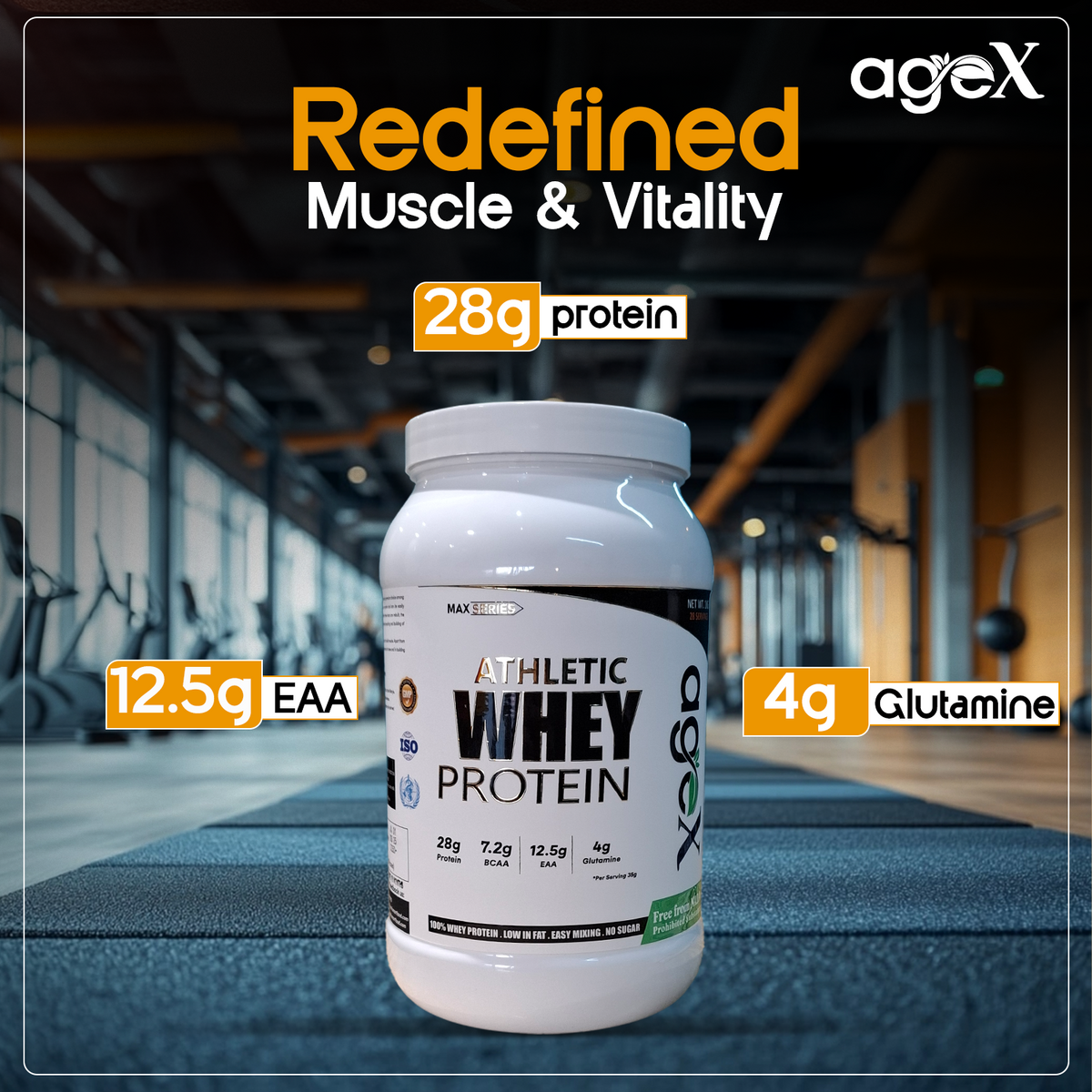 Athletic Whey Protein - 100% Pure Whey Isolate for Muscle Growth and Recovery, Vegetarian, Gluten-Free