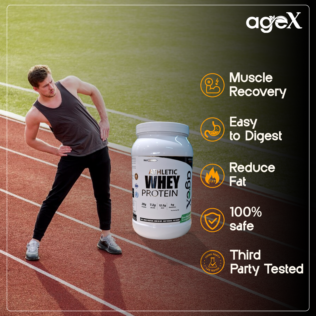Athletic Whey Protein - 100% Pure Whey Isolate for Muscle Growth and Recovery, Vegetarian, Gluten-Free