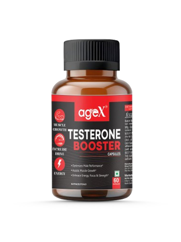 AgeX Testosterone Booster | Natural Energy, Strength & Vitality Formula for Men | 60 Vegetarian Capsules